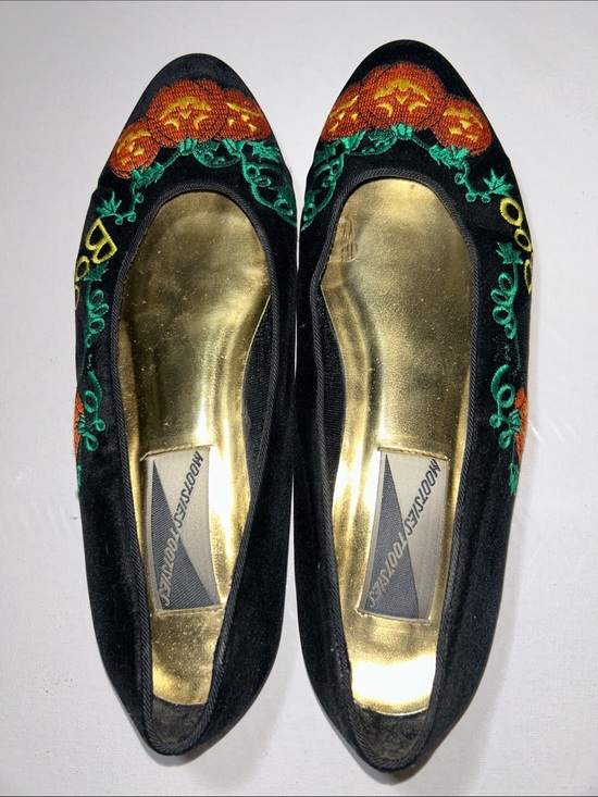 Mootsies Tootsies Shoes - Mootsies Tootsies Halloween Cat Black Boo Ballet Flats Velvet with Embroidery